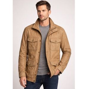 Vintage Wilsons Leather Pelle Studio XL Tan Leather Field Jacket Rugged Patina